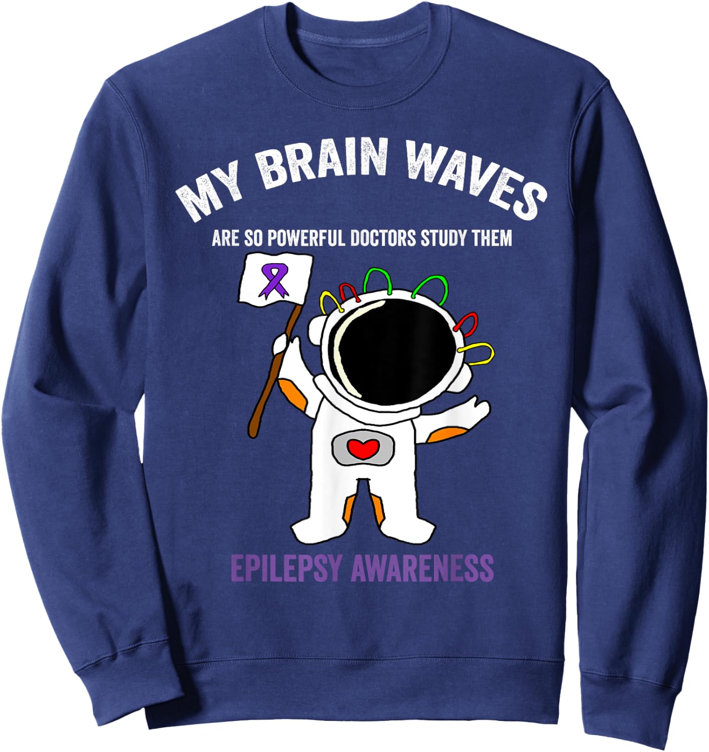 Epilepsy awareness purple ribbon - Space-themed Epilepsy Sweatshirt - Sweatshirt | Navy