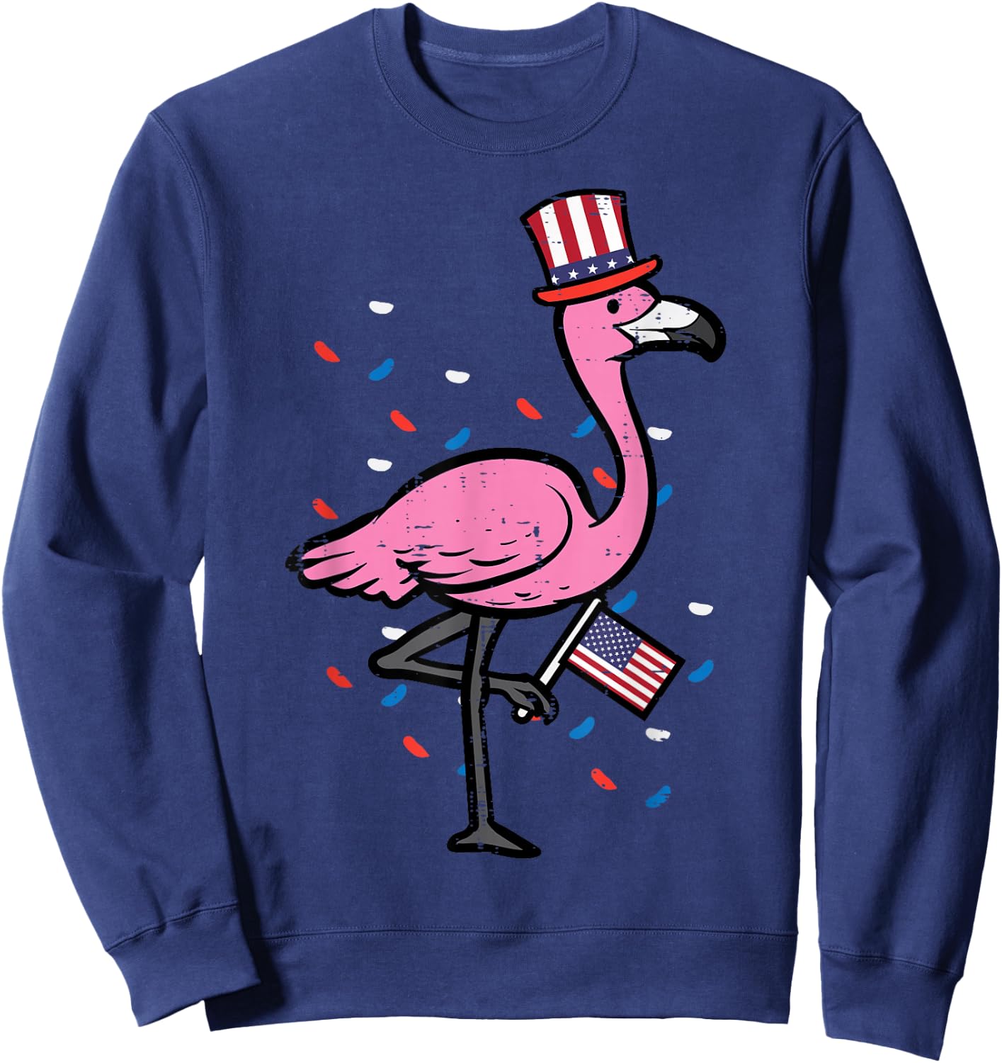 4th July Flamingo US Flag Bird Patriotic Women Girls Kid Men Sweatshirt - Sweatshirt | Navy