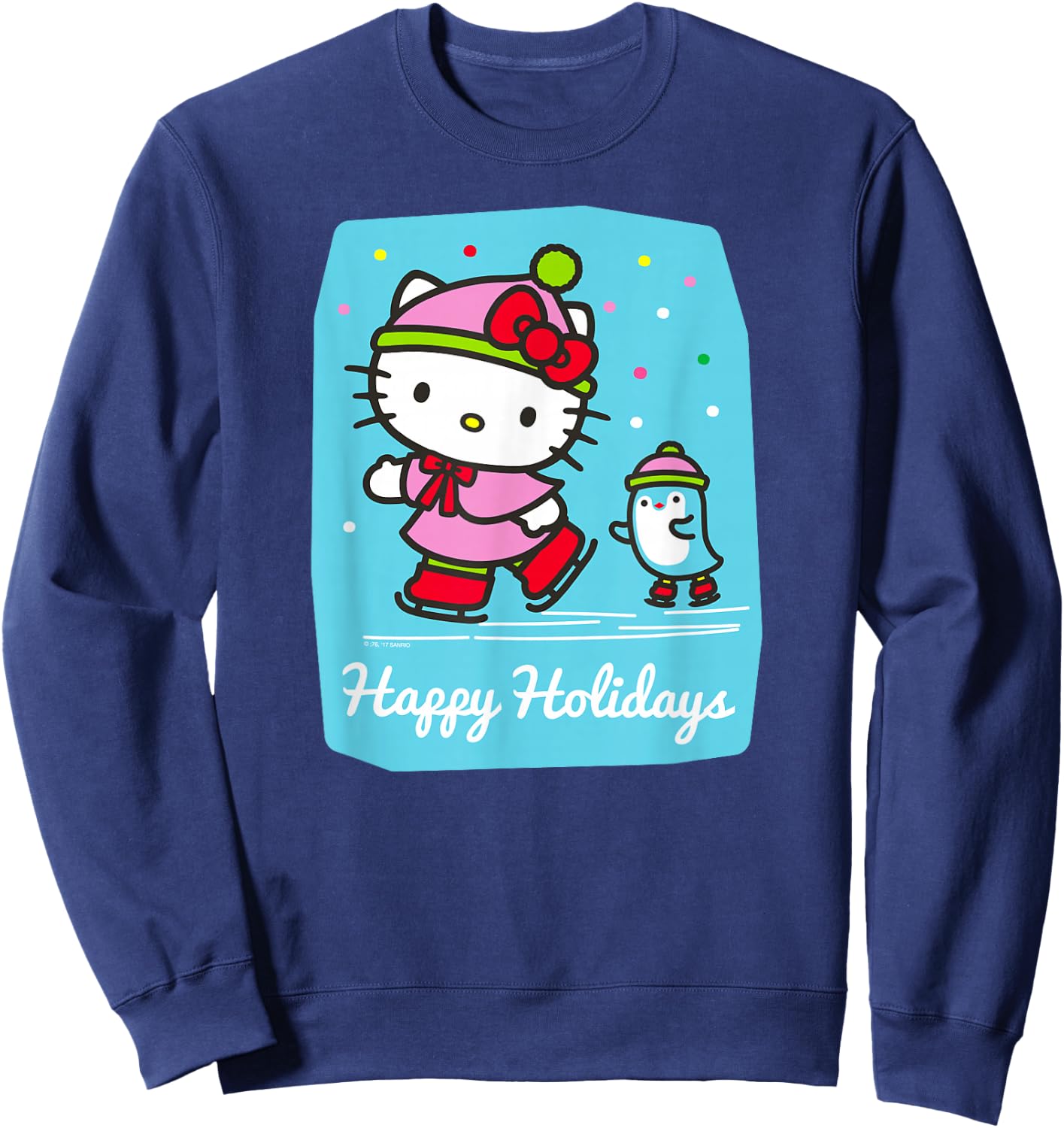 Hello Kitty Happy Holiday Ice Skating Shirt Sweatshirt - Sweatshirt | Navy