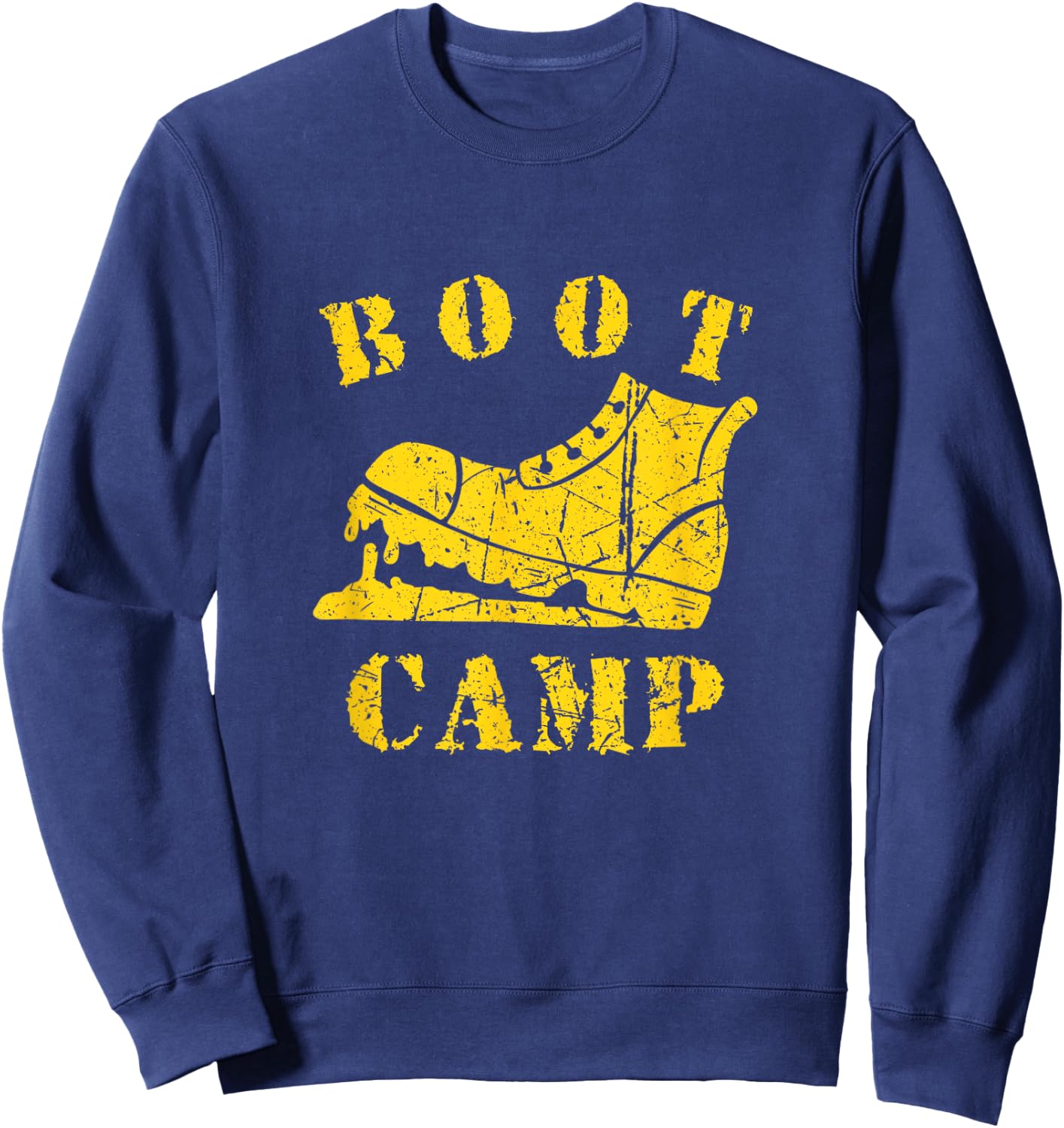 Boot Camp Military Bootcamp Fitness Workout Distressed Sweatshirt - Sweatshirt | Navy