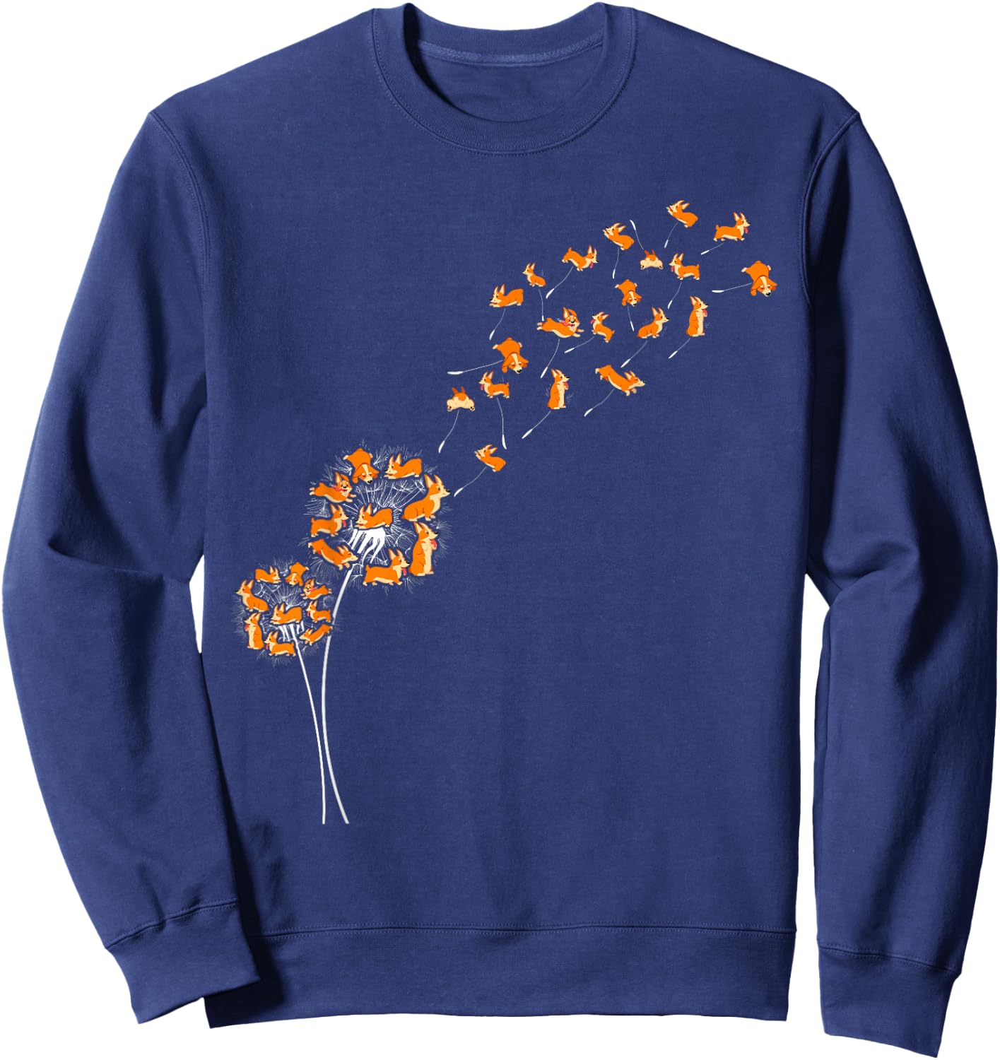 Dandelion Tricolor Corgi Funny Men Women Lover Sweatshirt - Sweatshirt | Navy