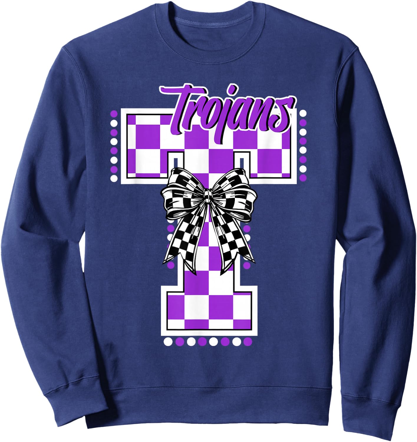 Trojans School Spirit Game Day Mascot Purple Trojan Pride Sweatshirt - Sweatshirt | Navy