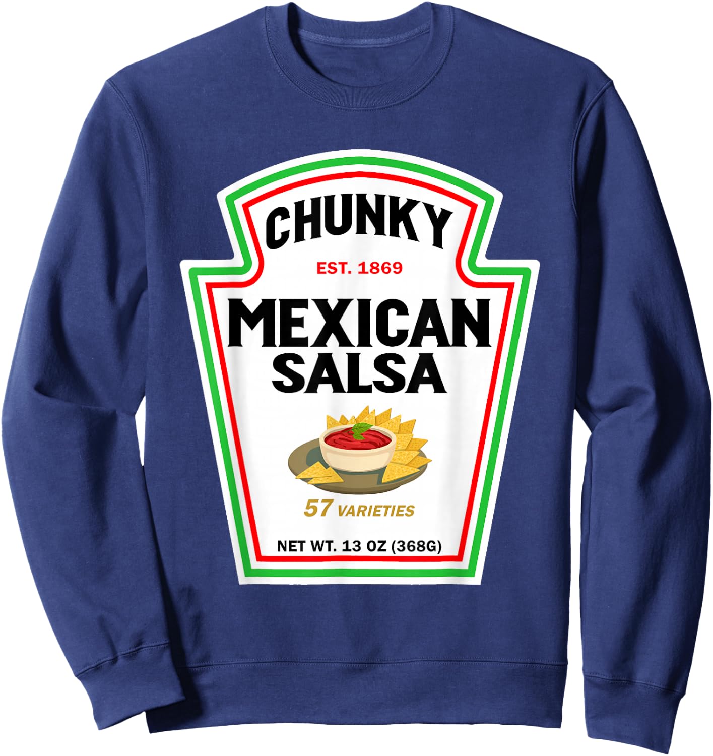 Halloween Matching Costume Chunky Mexican Salsa Bottle Label Sweatshirt - Sweatshirt | Navy