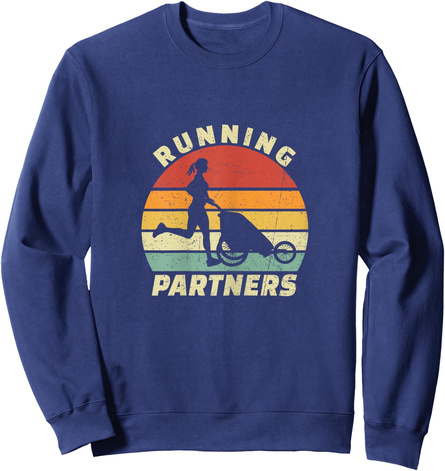 Vintage Running Partners Buggy Baby Stroller Mom Runner Sweatshirt - Sweatshirt | Navy