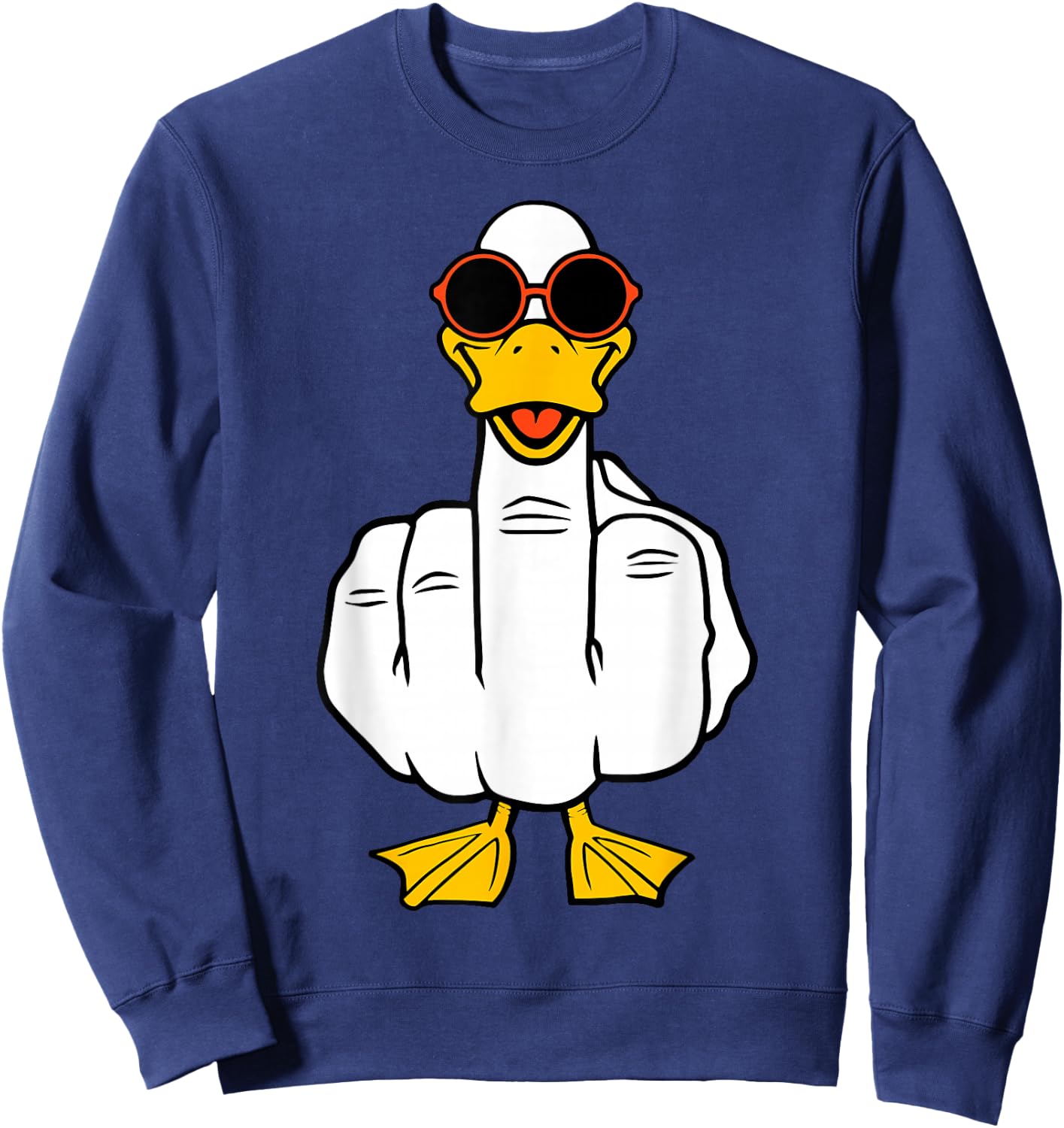 Middle Finger Funny Duck Inappropriate Rude Antisocial Sweatshirt - Sweatshirt | Navy