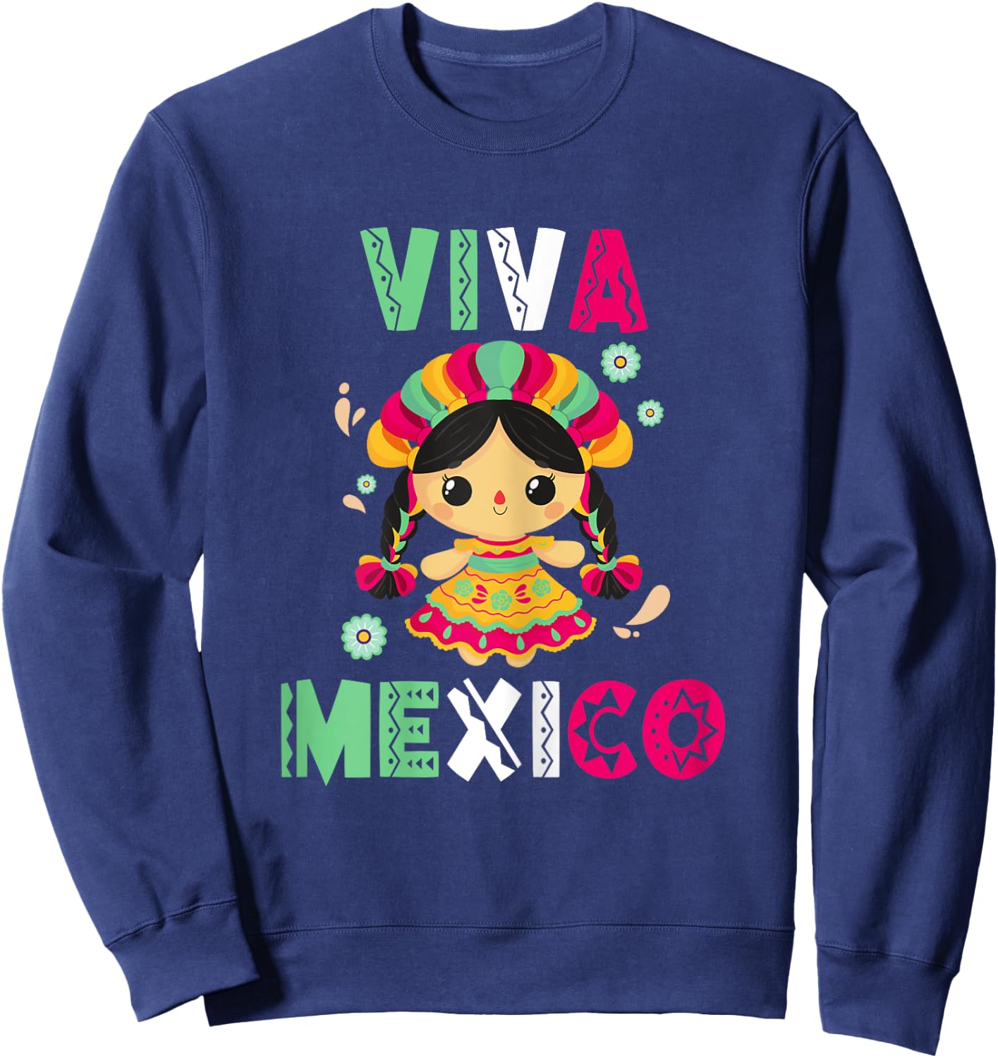 Viva Mexico-Shirt Women Little Girls Kids Mexican Mexicana Sweatshirt - Sweatshirt | Navy