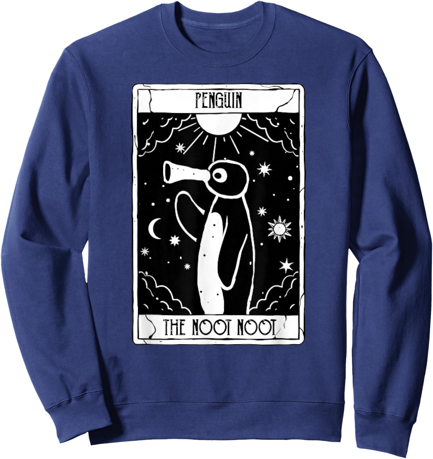 Noot Funny Penguin Tarot Vintage Distressed , black Sweatshirt - Sweatshirt | Navy