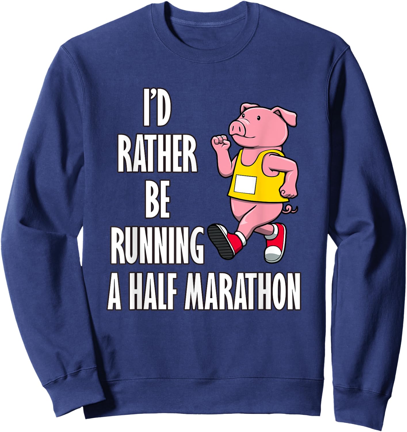 Cute Pig Half Marathon Running Hobby Sports Sweatshirt - Sweatshirt | Navy
