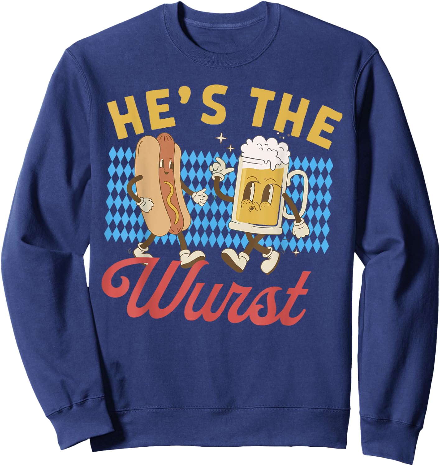 Funny Oktoberfes Hes the Wurst Shes a Brat Couples Matching Sweatshirt - Sweatshirt | Navy