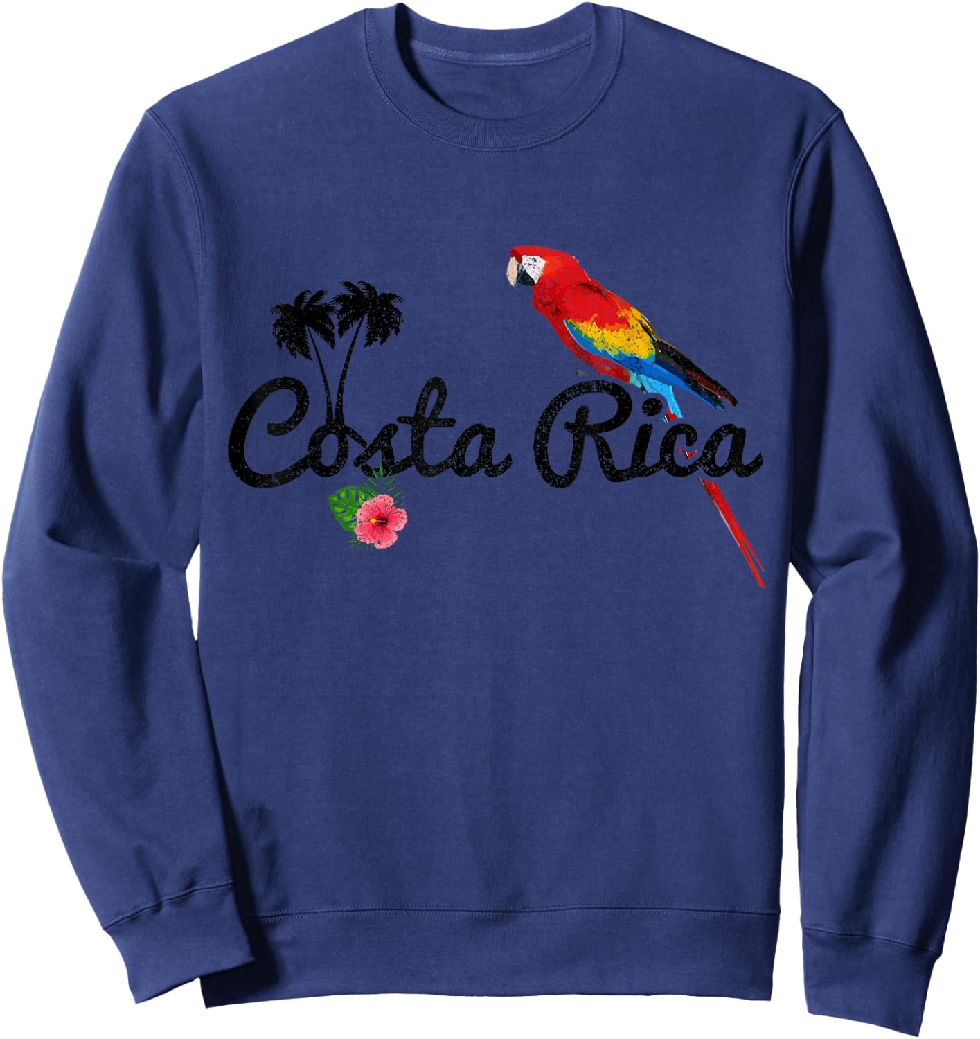 Costa Rica Parrot Macaw Vintage Pride Costa Rican Souvenir Sweatshirt - Sweatshirt | Navy