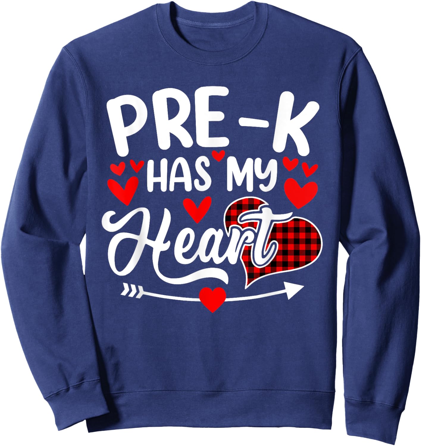 Pre-k Has My Heart Funny Valentine's Day Teacher Students Men Women Kids Sweatshirt - Sweatshirt | Navy