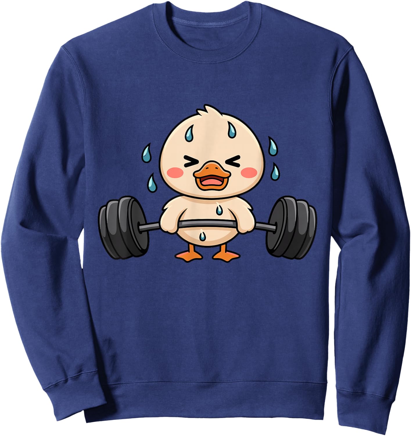 Cute Workout Duck Lifting Weights Sweatshirt - Sweatshirt | Navy