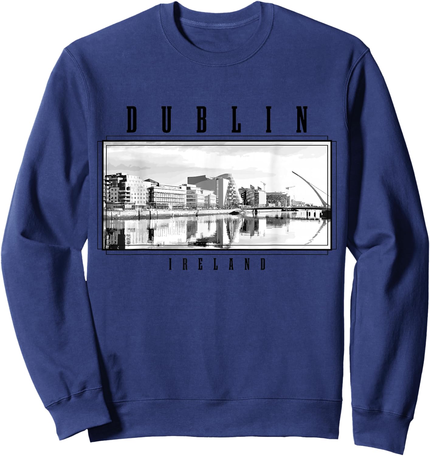 Dublin Ireland Vintage Skyline Black White Vintage Dublin Sweatshirt - Sweatshirt | Navy