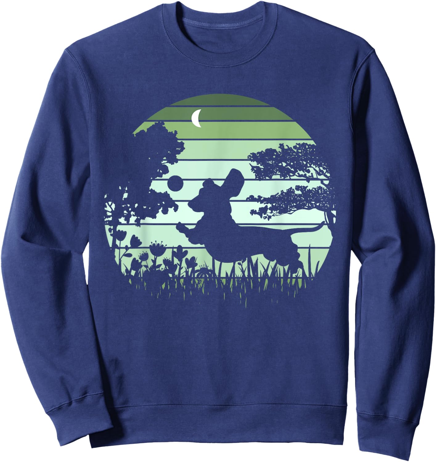 Dachshund Wiener Dog Sunset Garden Nature Lover Men Women Girls Kids Sweatshirt - Sweatshirt | Navy