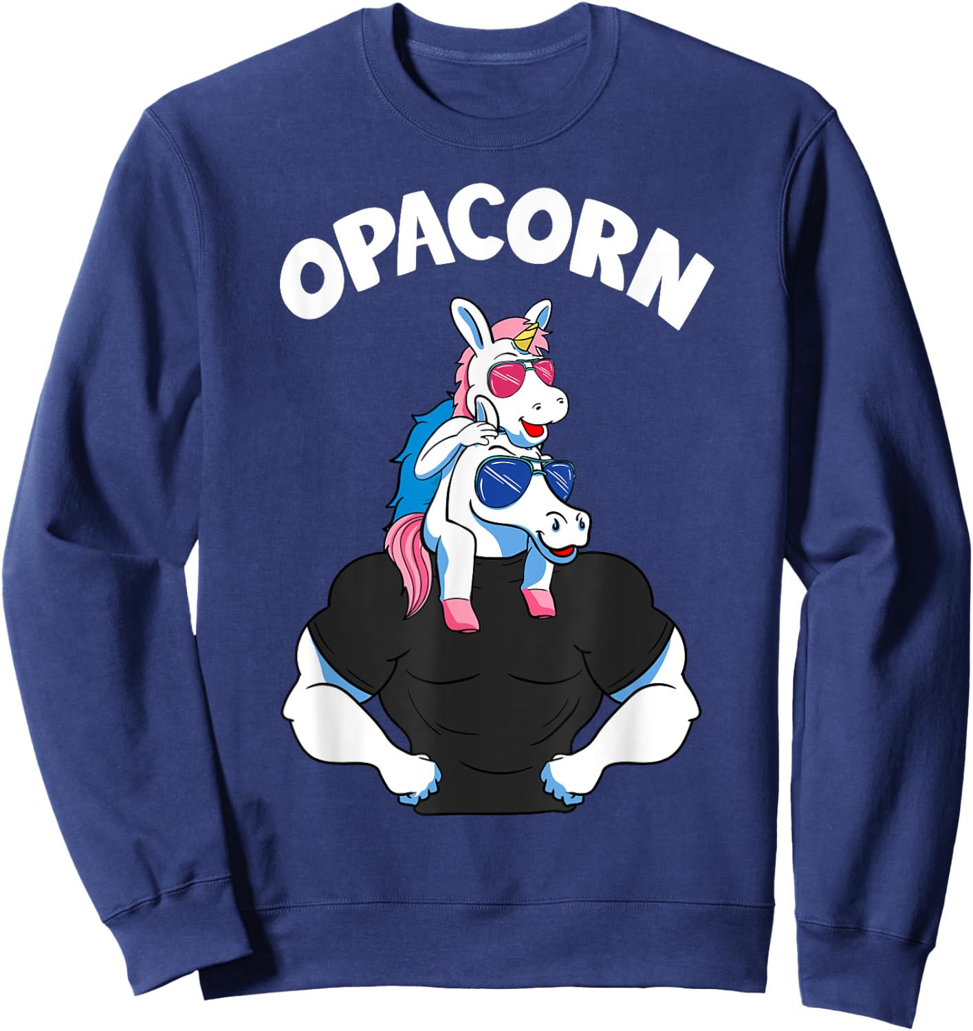 Opacorn 1 Kid Opa Pink Unicorn Grandfather Granddaughter Sweatshirt - Sweatshirt | Navy