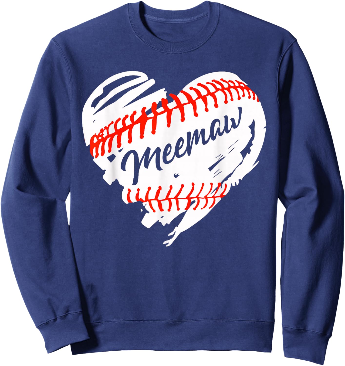 Baseball Heart Baseball Meemaw Women Softball Mom Short Sweatshirt - Sweatshirt | Navy