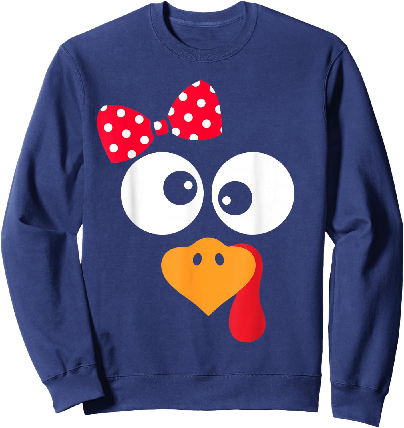 Thanksgiving Funny Turkey Face Costume Outfit Girls Sweatshirt - Sweatshirt | Navy
