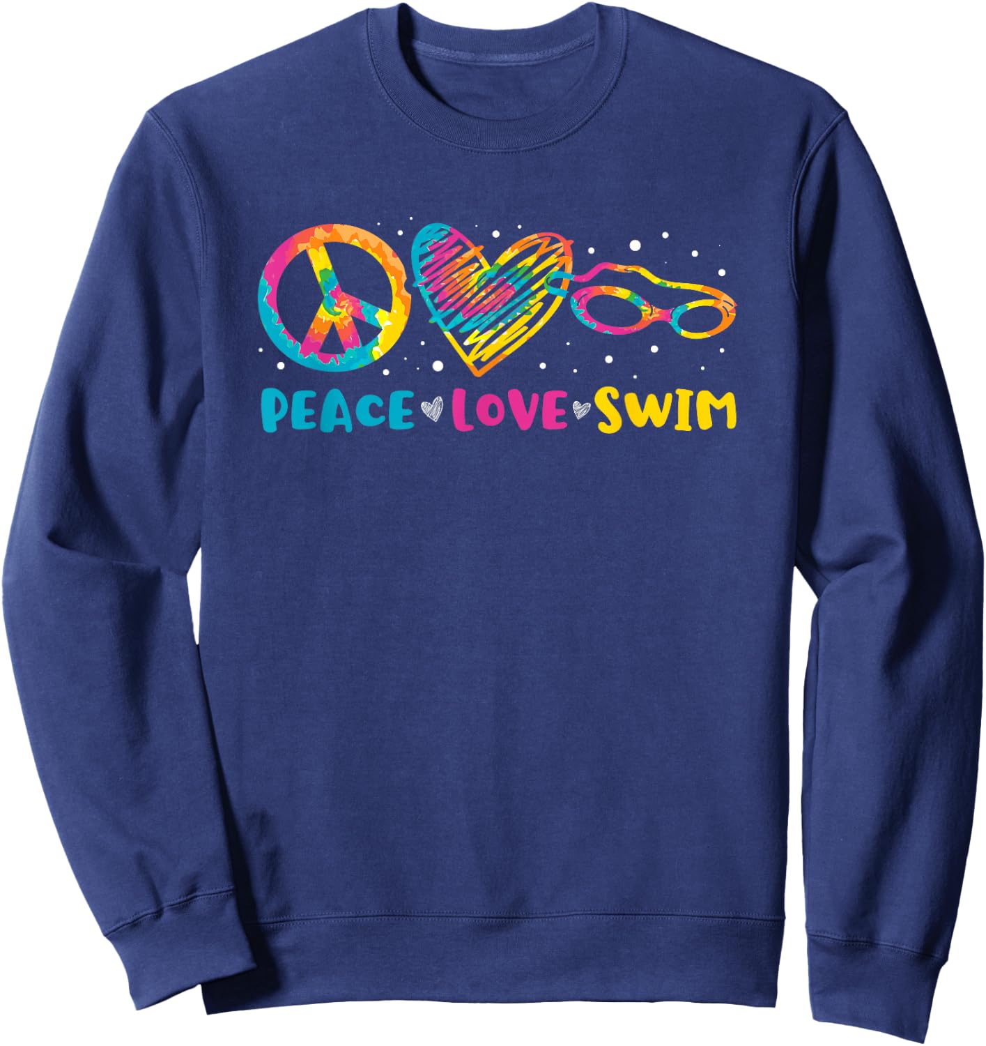 Swimmer Peace Love Swim Funny Swimming Pool Sweatshirt - Sweatshirt | Navy