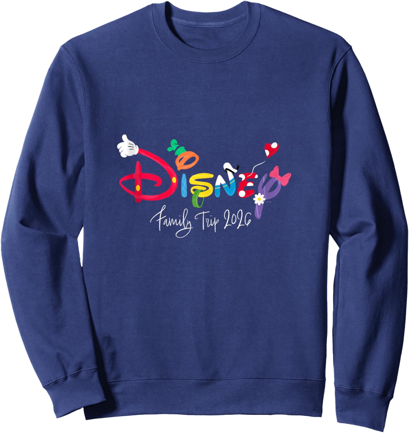 Disney Mickey & Friends Character Letters Family Trip 2026 Sweatshirt - Sweatshirt | Navy