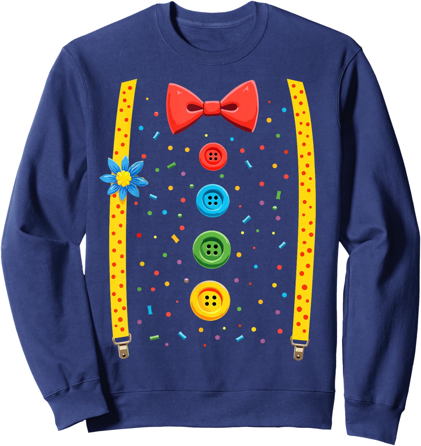 Clown Top Carnival Costume Circus Jester Children's Fancy Dress , black Sweatshirt - Sweatshirt | Navy