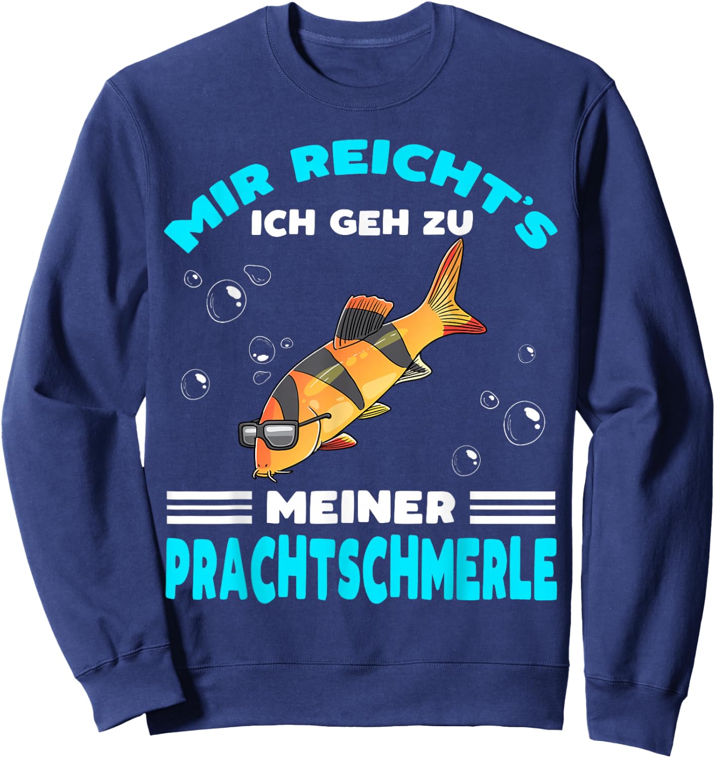 Prachtschmerle with Sunglasses Schmerlen Fish Holder, black Sweatshirt - Sweatshirt | Navy