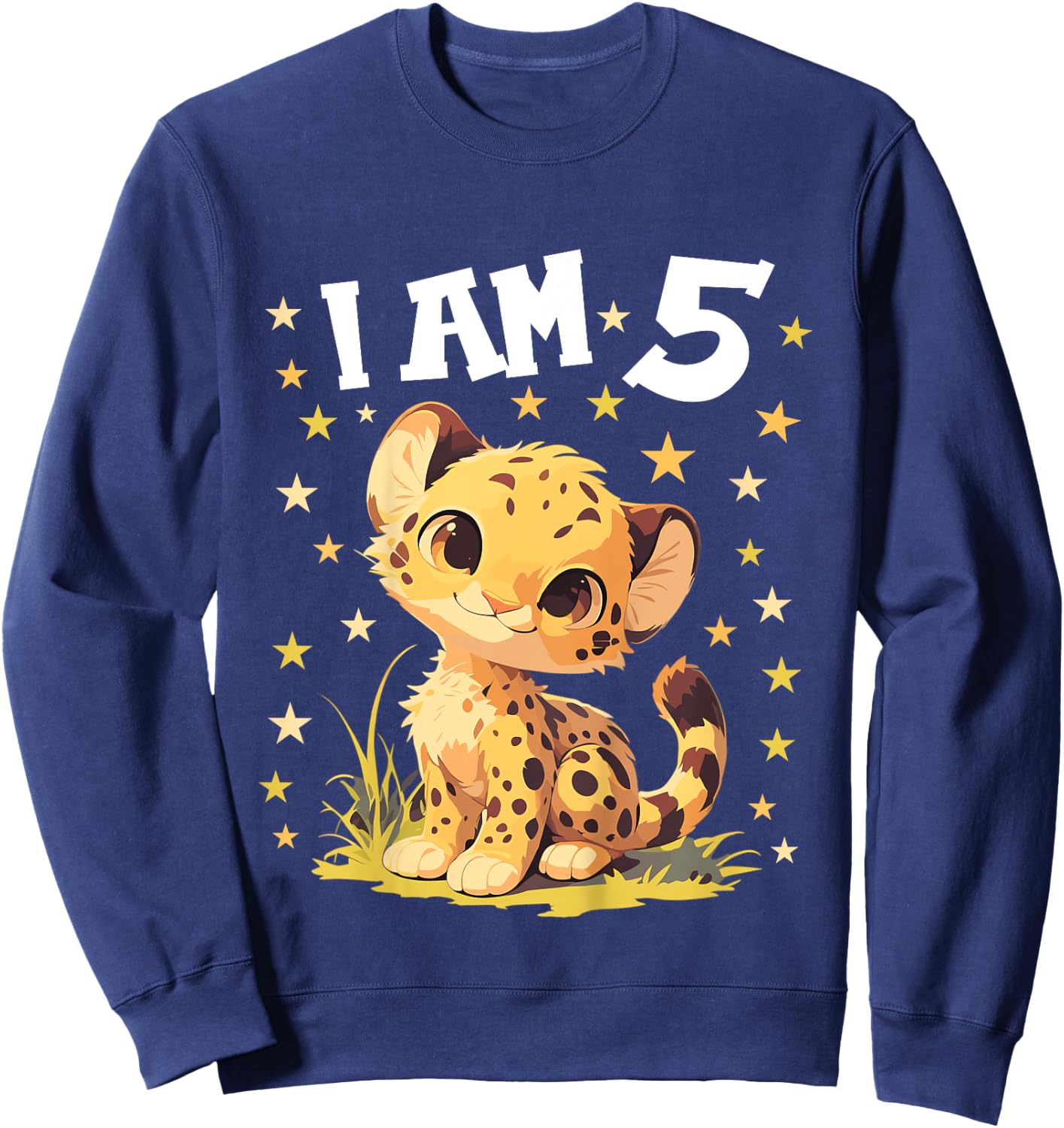 5 Years old 5 birthday Cheetahs Boy Girl Cheetah Sweatshirt - Sweatshirt | Navy