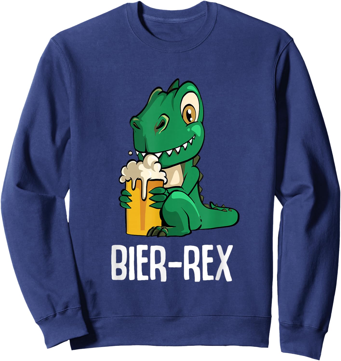 Lustiges Bier Dino Design von xum - Party with Cartoon Dino and Beer Motif - Black, Small Sweatshirt - Sweatshirt | Navy