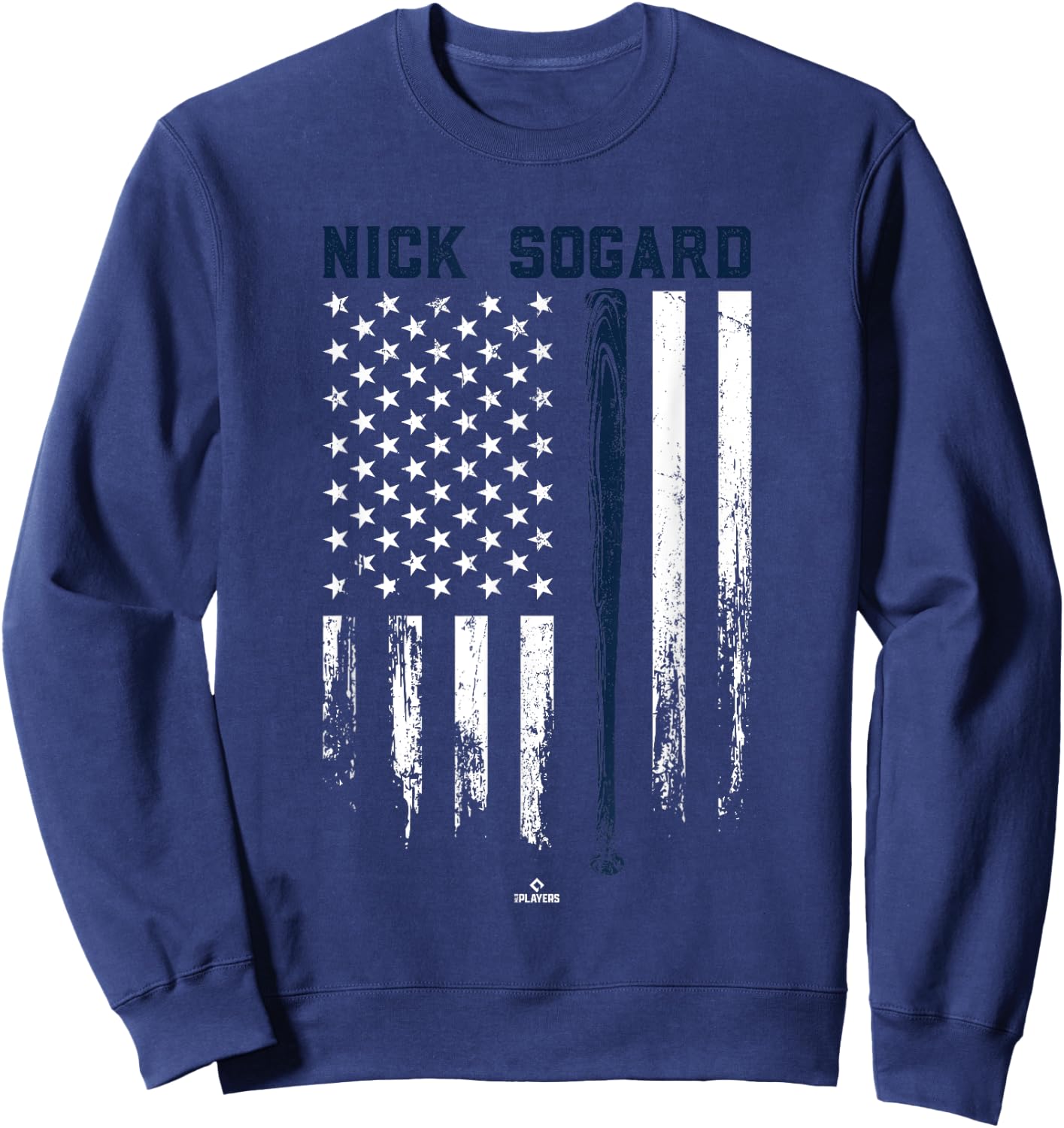 USA Flag Bat Nick Sogard Boston Baseball MLBPA Sweatshirt - Sweatshirt | Navy