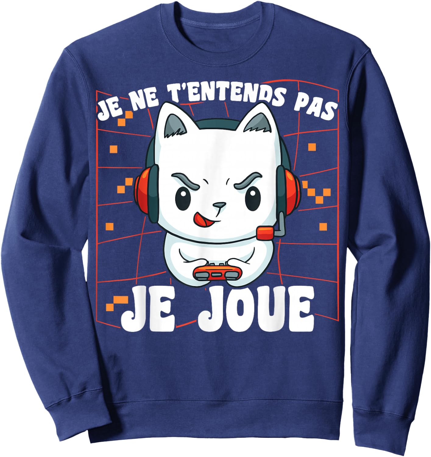 Kawaii Gamer Chat Je Ne T'T'ends Pas Je Joue Gaming Geek , Black, S Sweatshirt - Sweatshirt | Navy