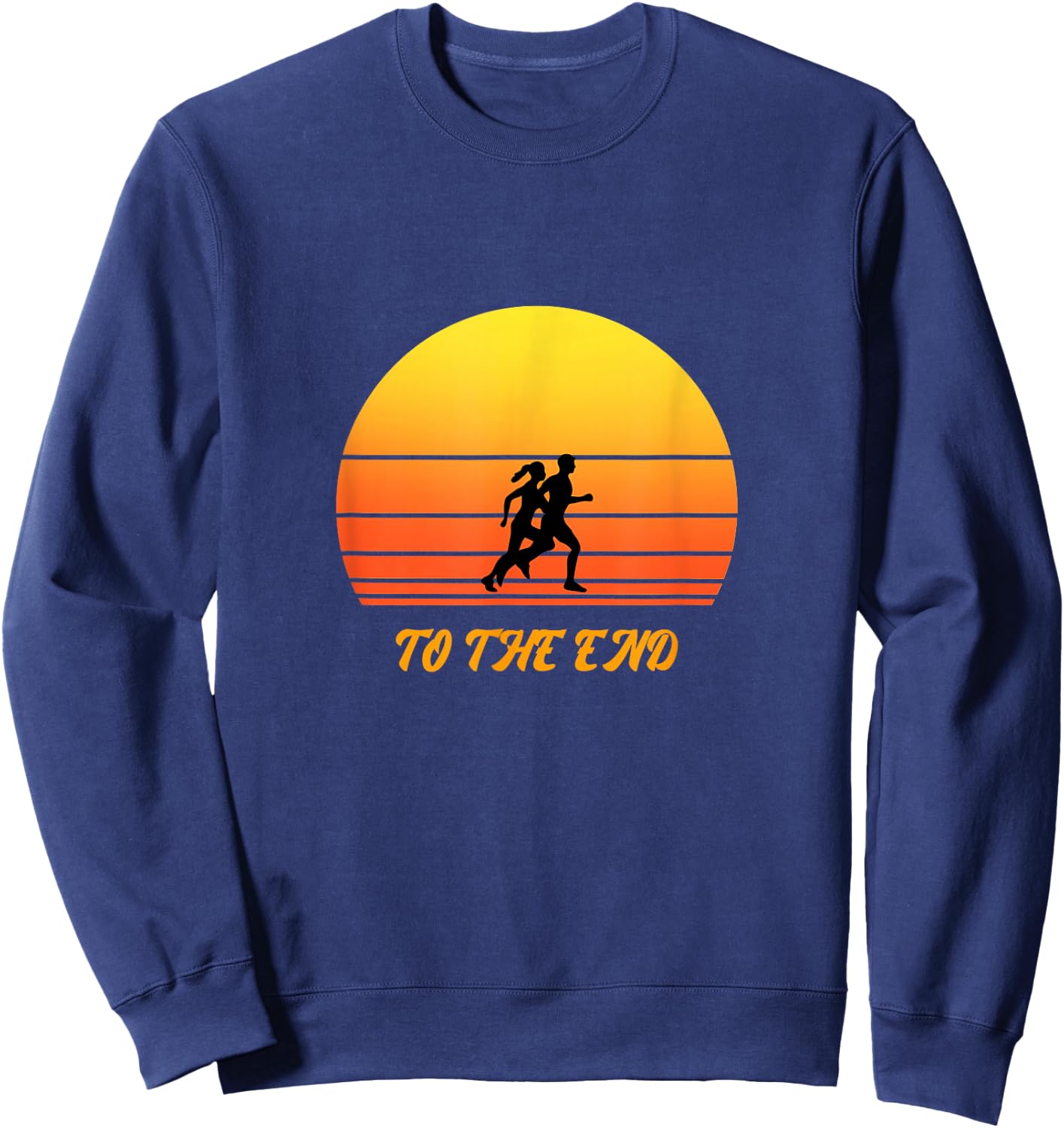 Sunset Design of to the End Running Couple Graphic Sweatshirt - Sweatshirt | Navy