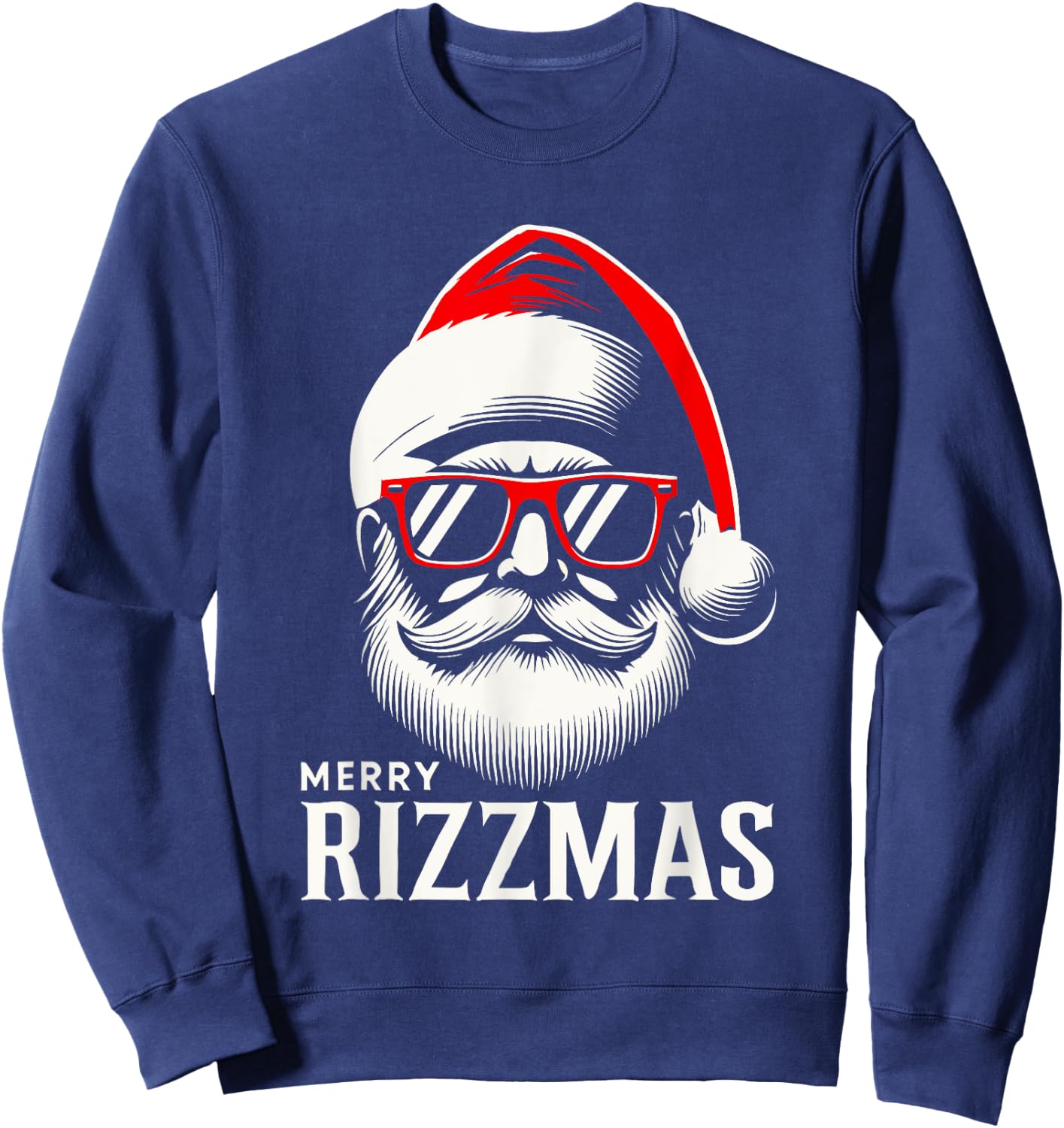 Merry Rizzmas Santa Skating Men Women Kids Funny Christmas Sweatshirt - Sweatshirt | Navy