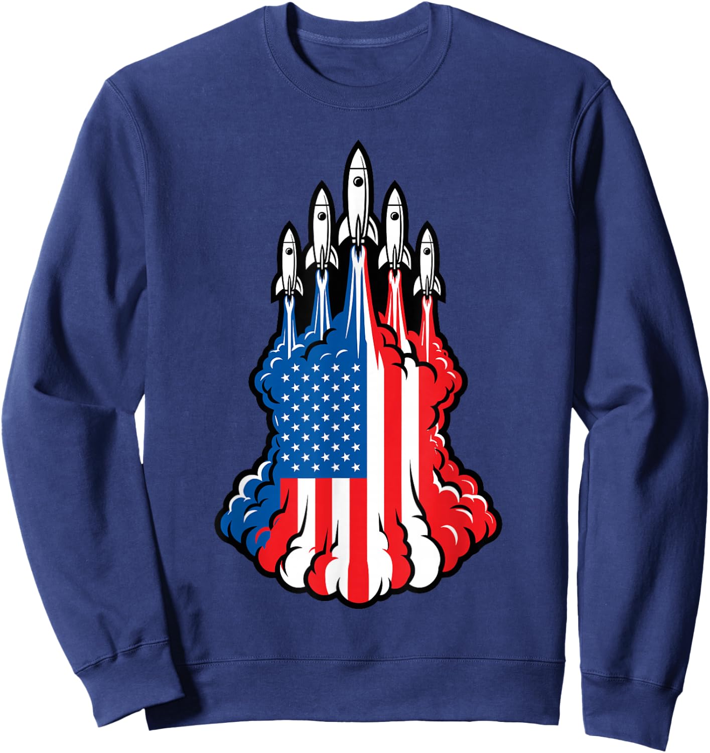 Cool Patriotic Shirts , Space Rocket American Flag Sweatshirt - Sweatshirt | Navy