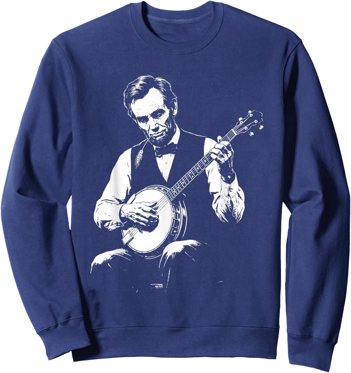 Abraham Lincoln Playing Banjo Retro Vintage Abe Lincoln Sweatshirt - Sweatshirt | Navy