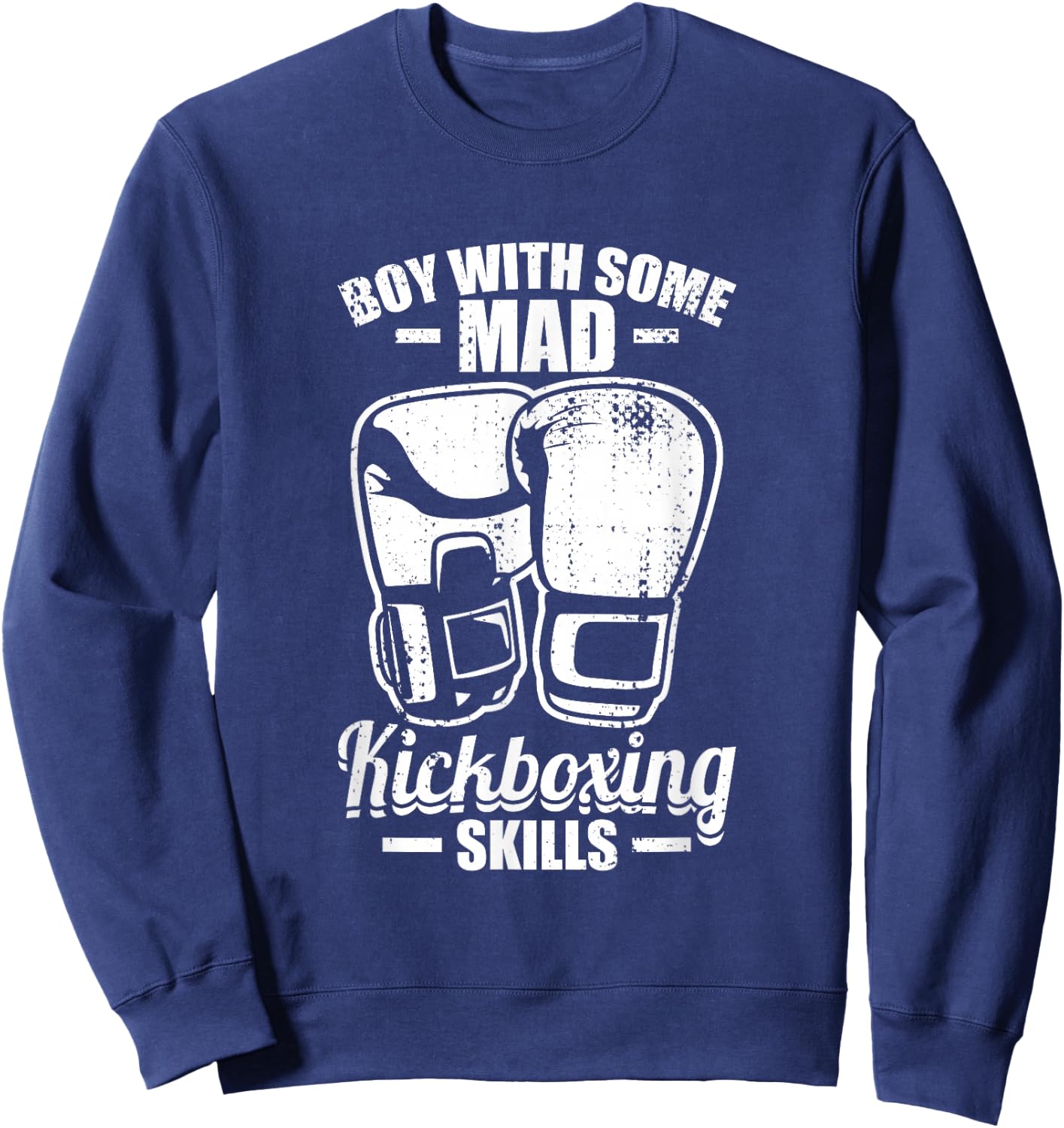 Junge mit verrückten Kickbox Fähigkeiten Kickboxen Sweatshirt - Sweatshirt | Navy