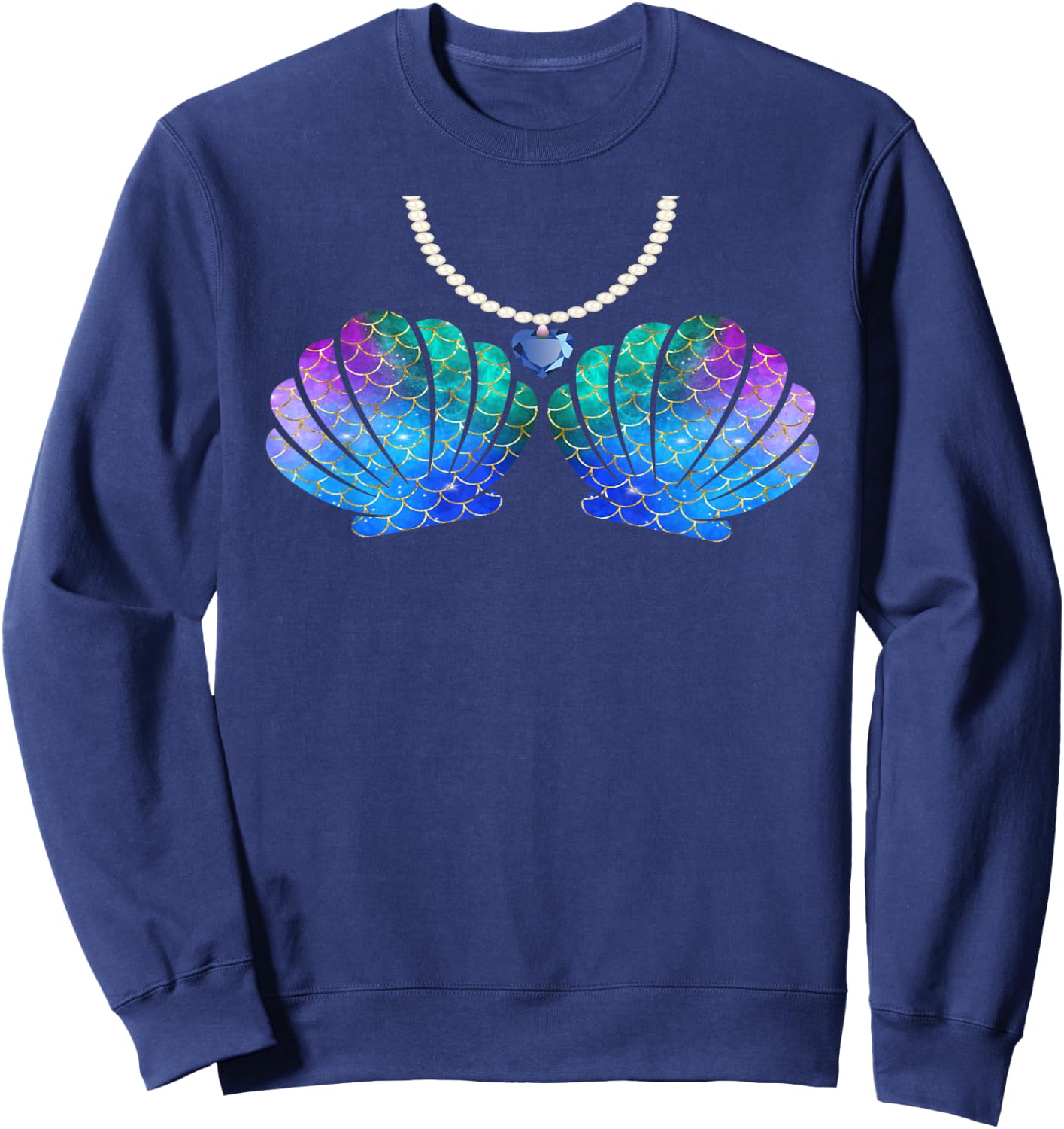 Mermaid Sea Shell Bra Halloween Costume Women Girls Sweatshirt - Sweatshirt | Navy