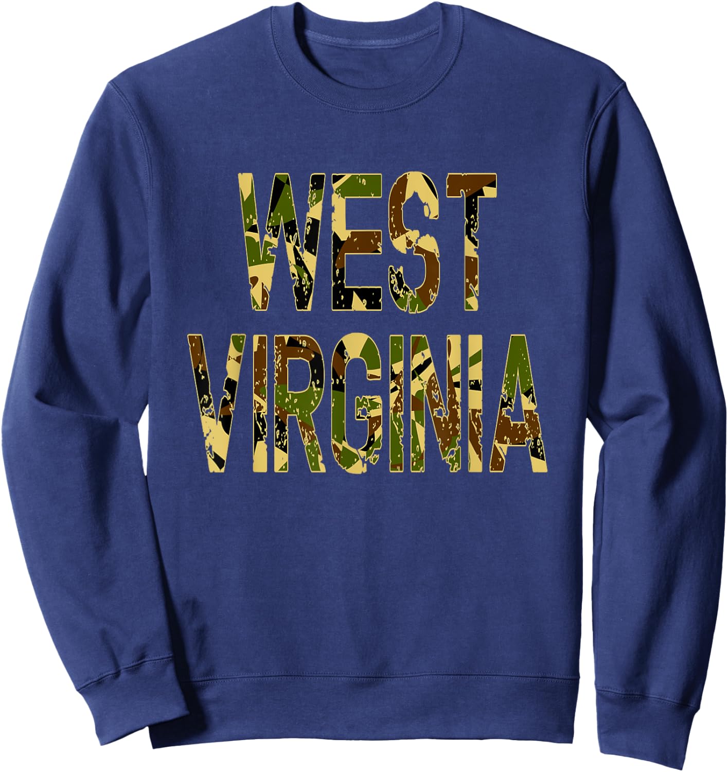 West Virginia Camo Distressed Sweatshirt - Sweatshirt | Navy