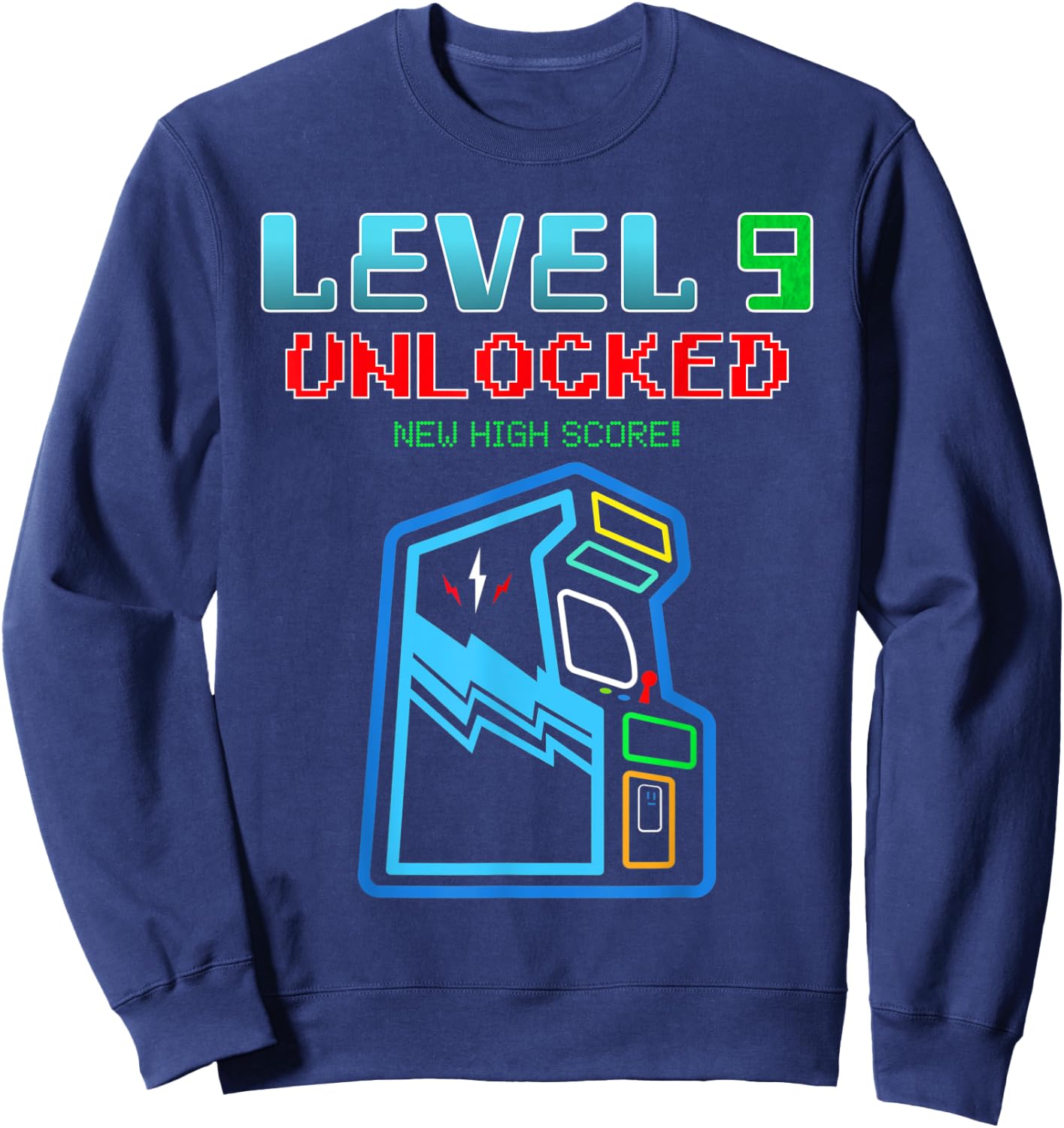 Level 9 Unlocked New High Score Arcade Game Birthday Sweatshirt - Sweatshirt | Navy