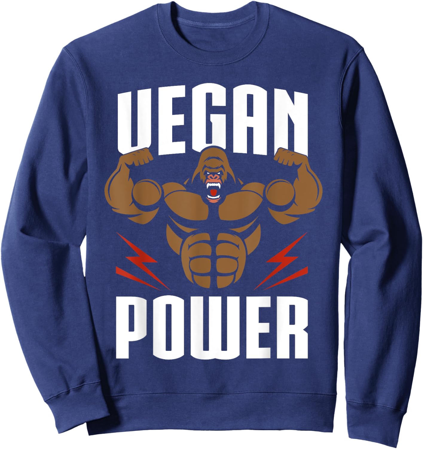 Vegan Power - Gorilla Workout & Gym Bodybuilding Sweatshirt - Sweatshirt | Navy