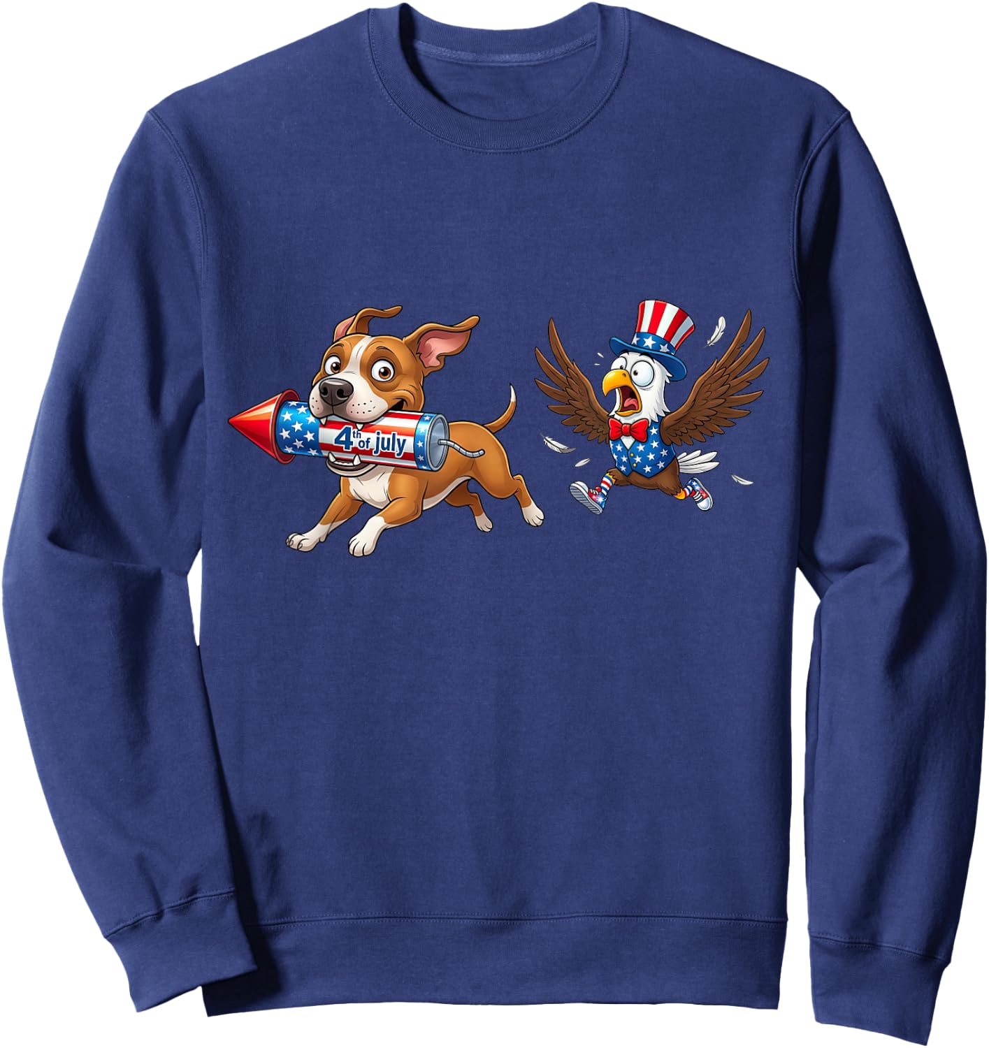 American Staffordshire Terrier American USA Flag 4th of July Sweatshirt - Sweatshirt | Navy