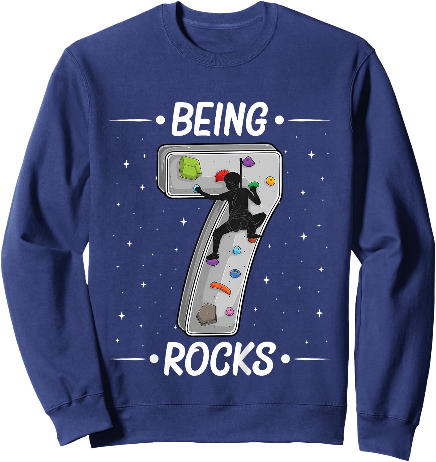 7 year old rock climbing 7th birthday Adventures Climber Sweatshirt - Sweatshirt | Navy