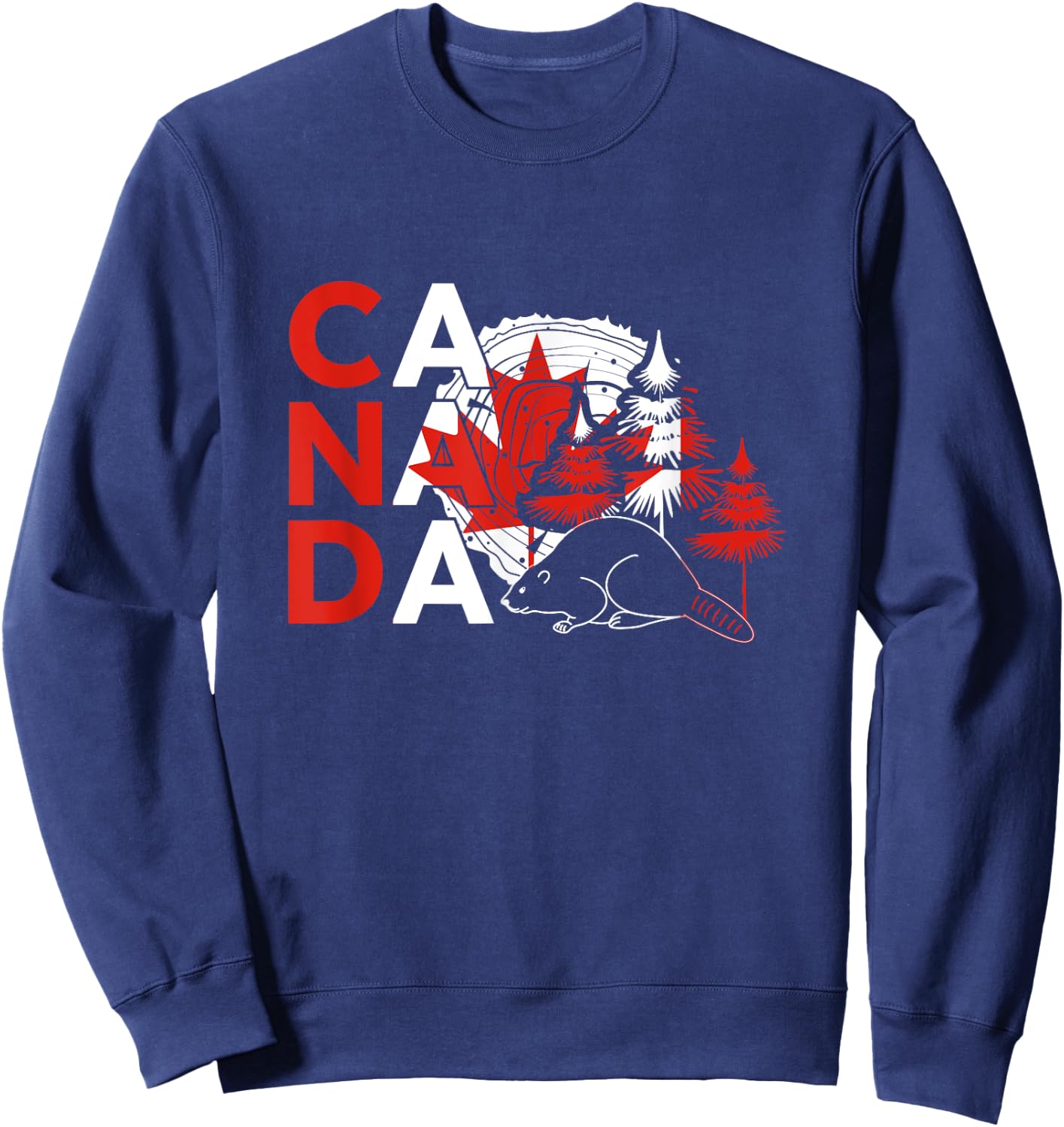 Canada – Beaver Wilderness & Maple Syrup Vibes Sweatshirt - Sweatshirt | Navy