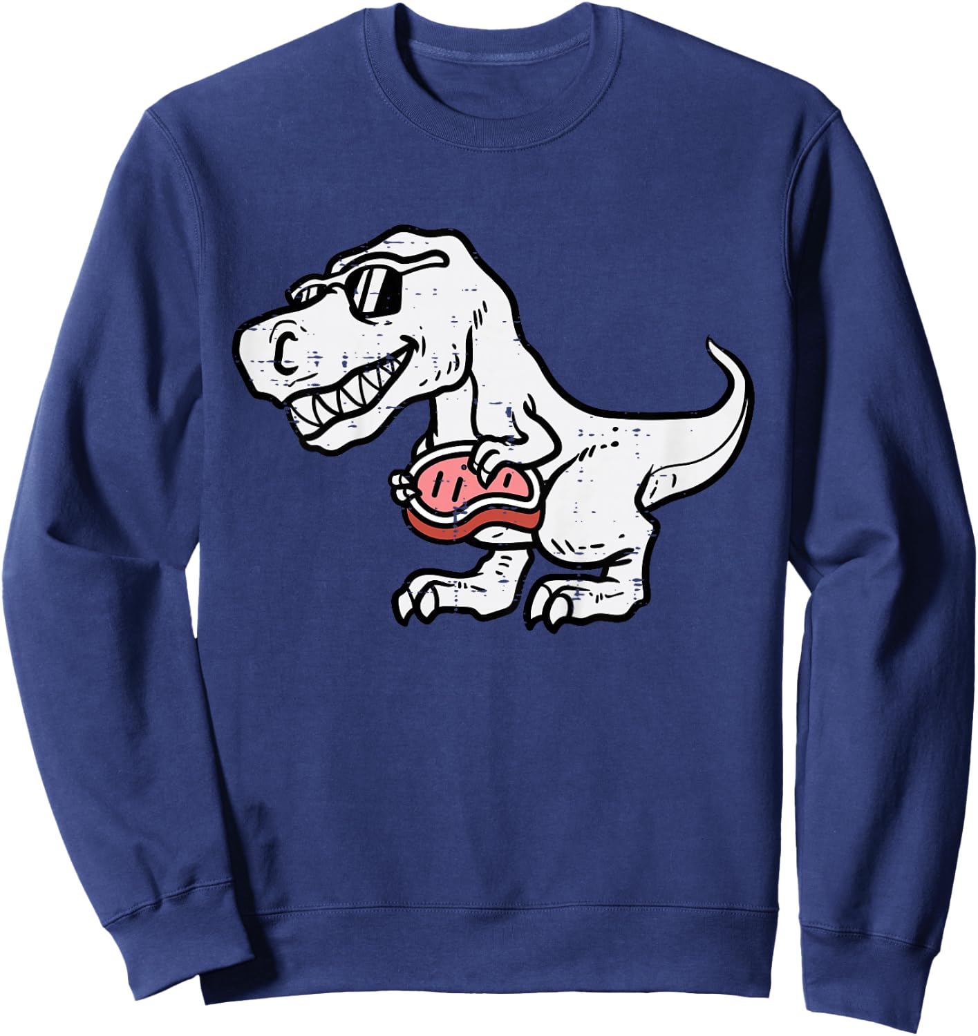 Kids Bbq Meat Lover Dino Trex Barbecue Grilling Boys Kids Toddler Sweatshirt - Sweatshirt | Navy