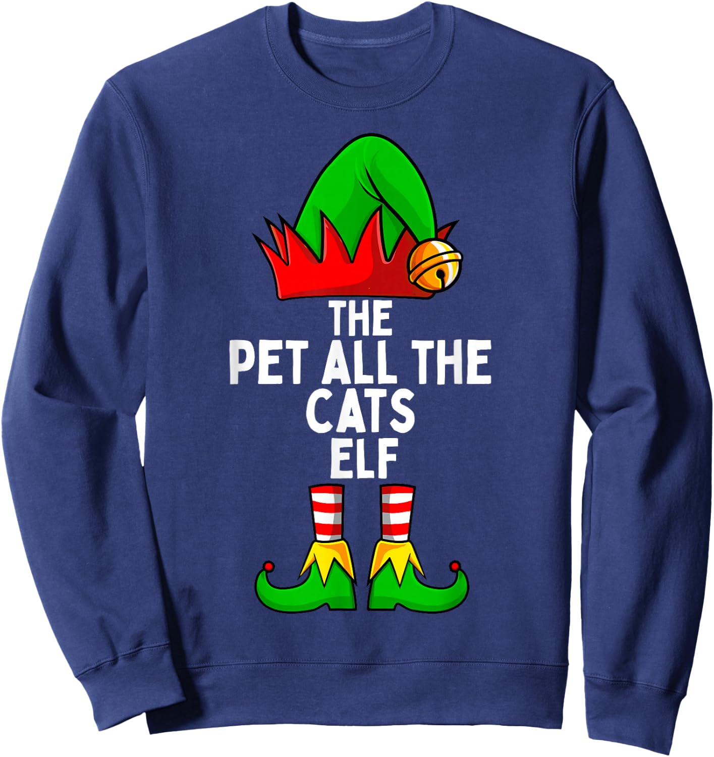 Pet All the Cats Elf Matching Family Christmas Sweatshirt - Sweatshirt | Navy