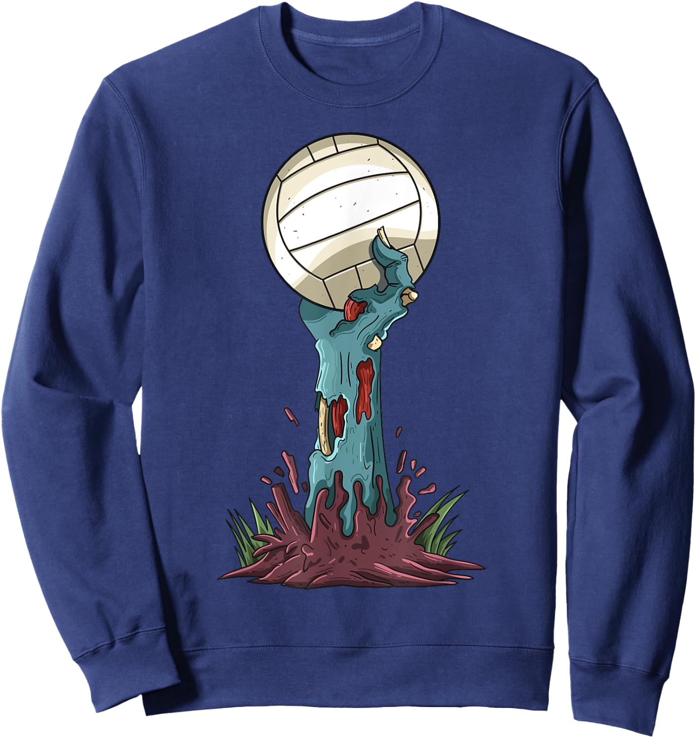 Zombie Hands Volleyball Funny Halloween Horror Scary Costume Sweatshirt - Sweatshirt | Navy