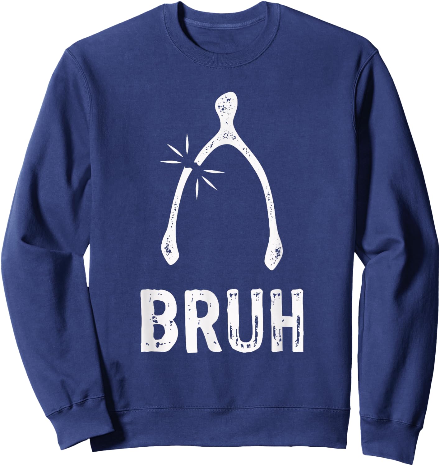 Bruh Wishbone Funny Thanksgiving Sweatshirt - Sweatshirt | Navy