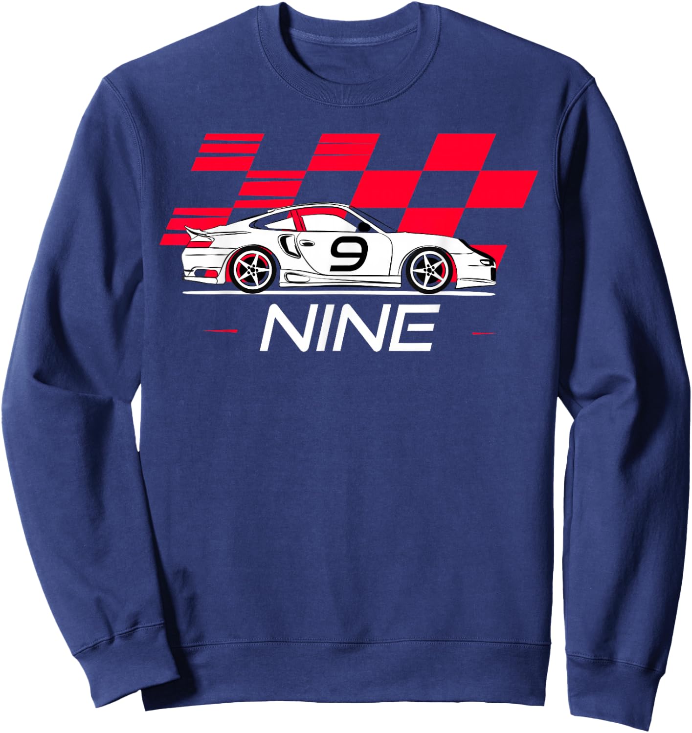 Race Car 9th Birthday Nine Year Old Boy Party Sweatshirt - Sweatshirt | Navy