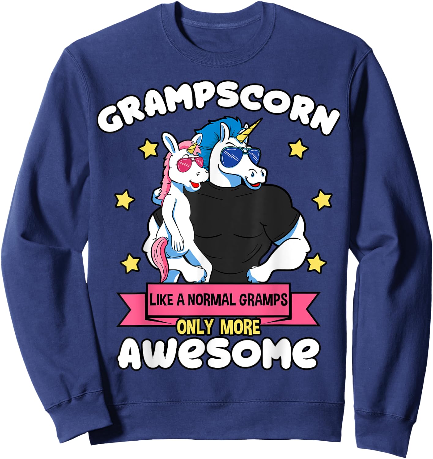 Grampscorn 1 Kid Father's Day Gramps Unicorn Granddaughter Sweatshirt - Sweatshirt | Navy