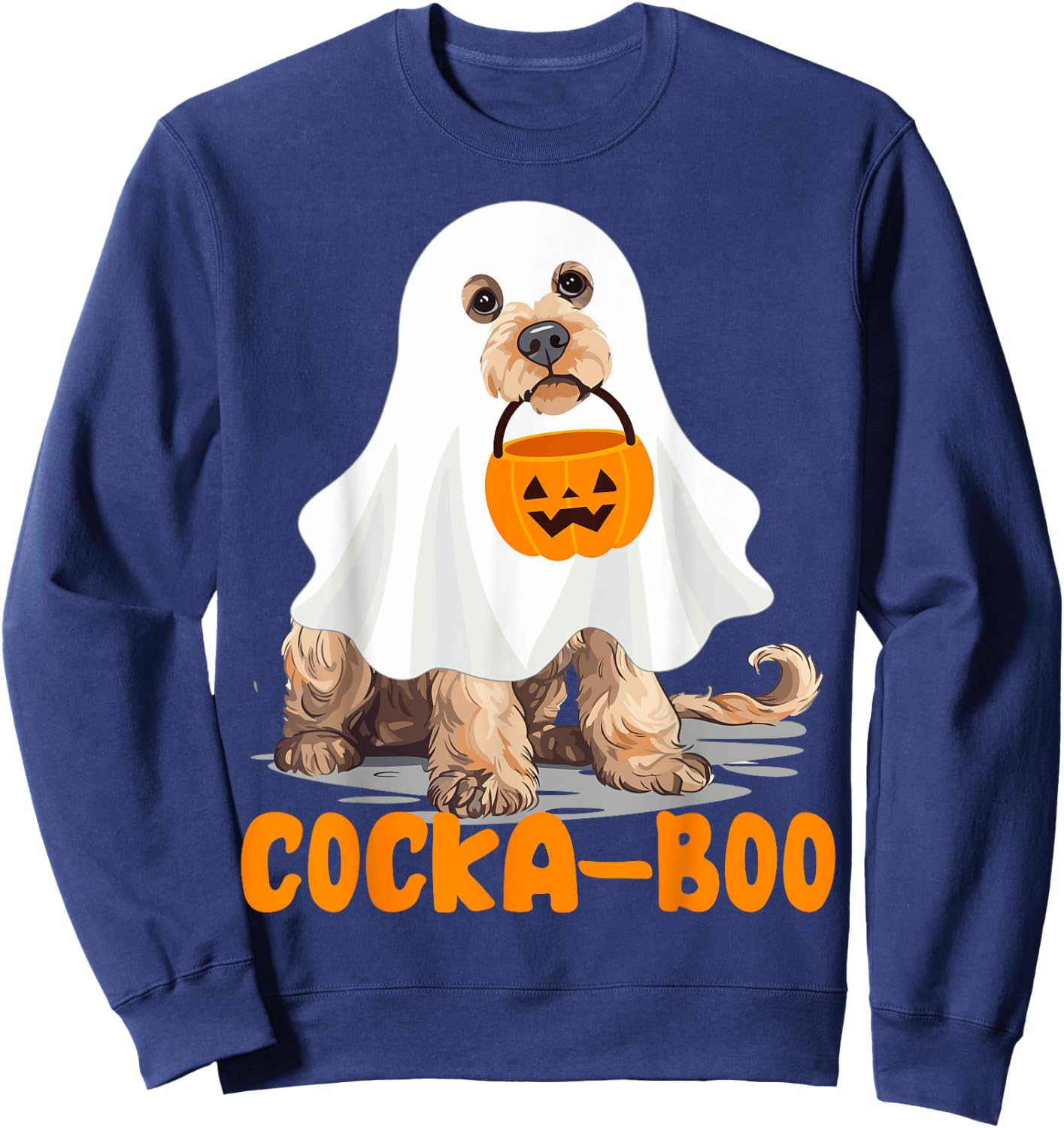Cocka-boo Funny Boo Ghost Halloween Costume Cockapoo Lovers Sweatshirt - Sweatshirt | Navy
