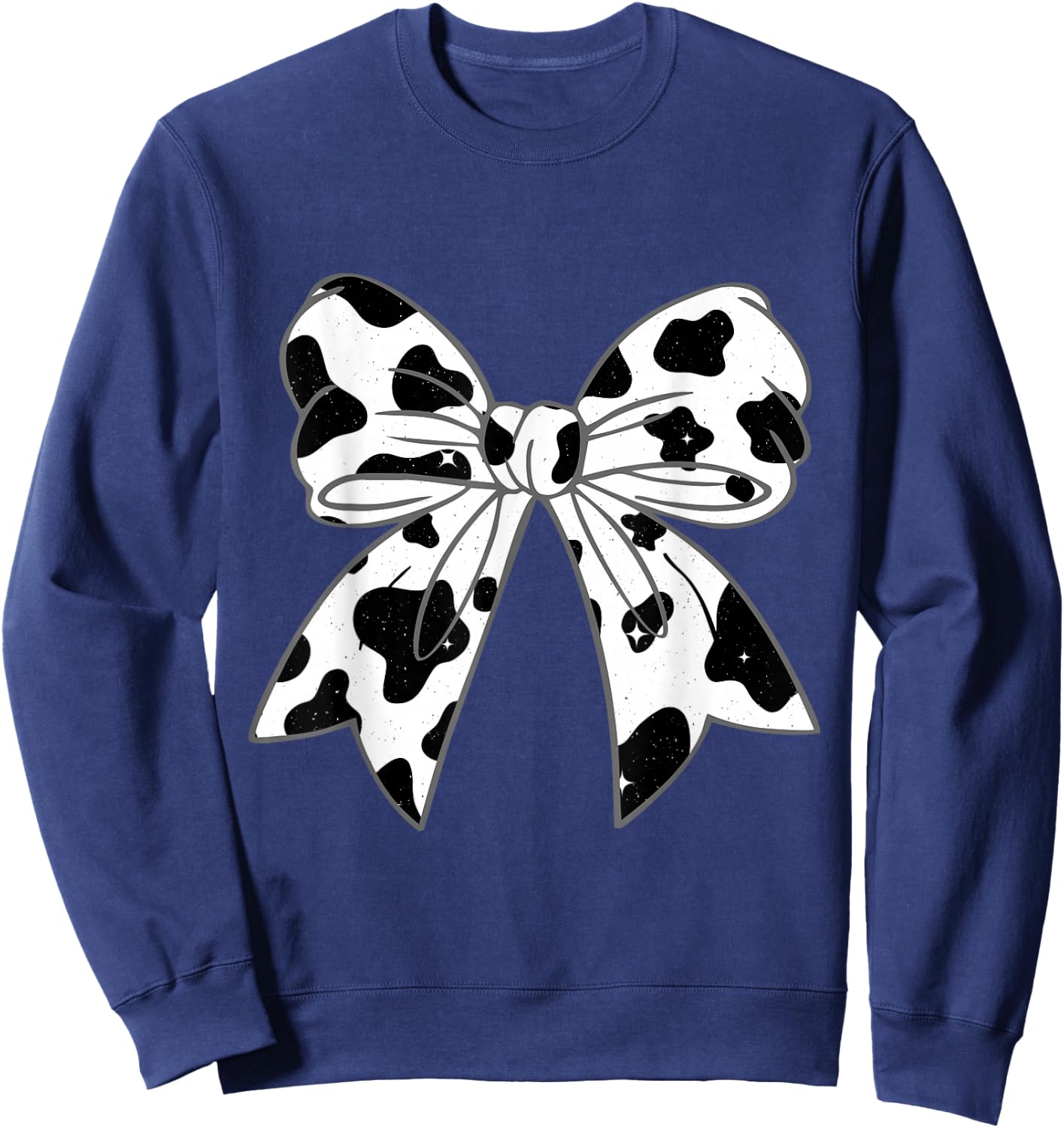 Coquette Bow Cow Pattern Farm Animals Cow Print Graphic Sweatshirt - Sweatshirt | Navy
