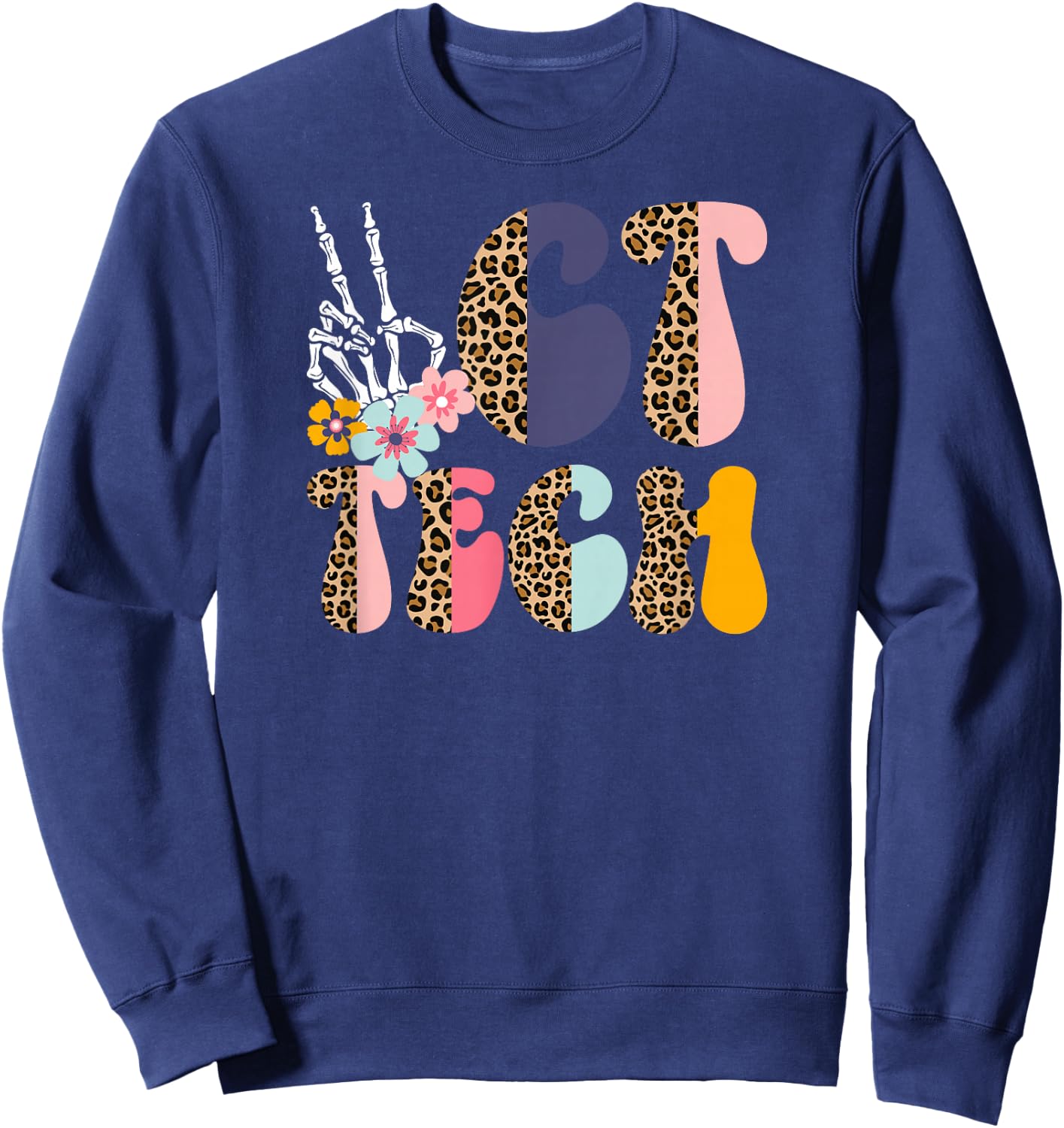 CT Tech Leopard Computed Tomography Technologist Sweatshirt - Sweatshirt | Navy